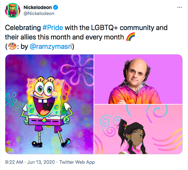 Tweet from Nickelodeon that outs Spongebob